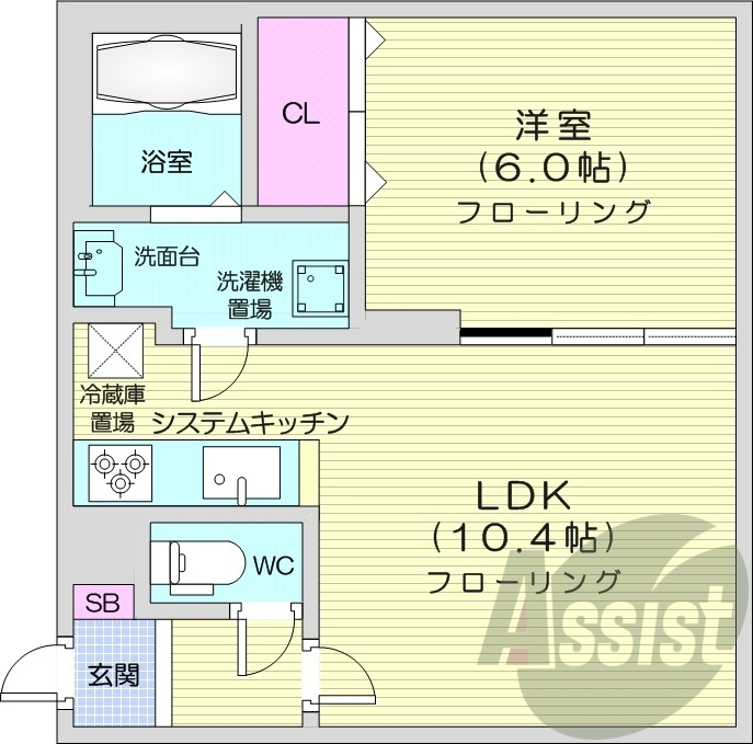 1LDK、ネット無料、システムキッチン、シャワートイレ