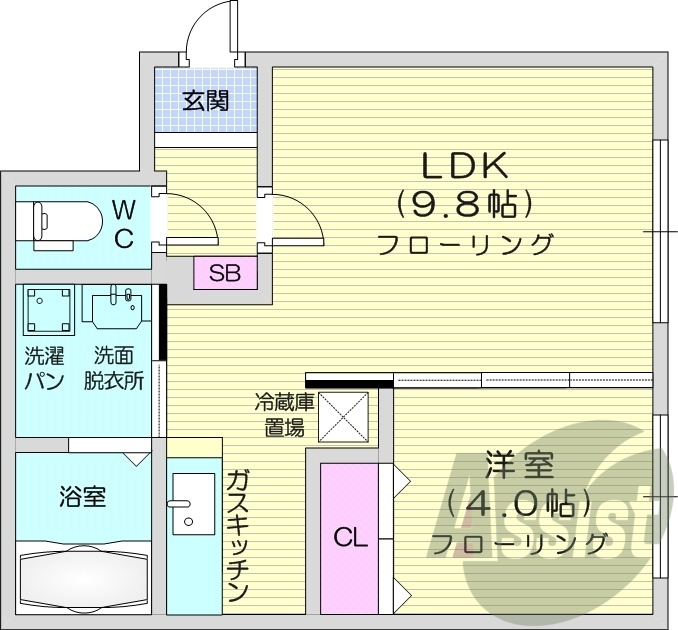1LDK、ネット無料、エアコン、シャンプードレッサー