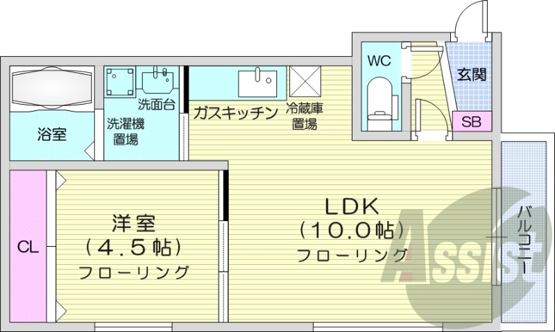 1LDK、ペット飼育可、ネット無料、灯油暖房