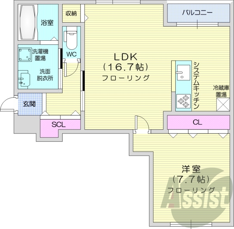 1LDK、エアコン、独立洗面台、トランクルーム、無料駐車場
