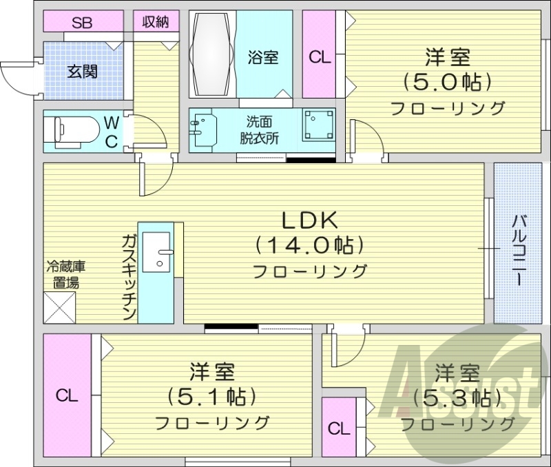 3LDK、灯油暖房、エアコン、ロードヒーティング