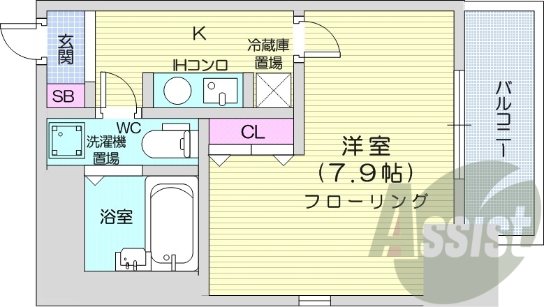 1R、オートロック、灯油暖房、シャワートイレ