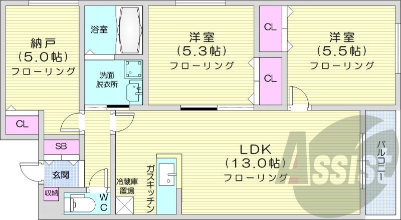 3LDK、灯油暖房、エアコン、ロードヒーティング