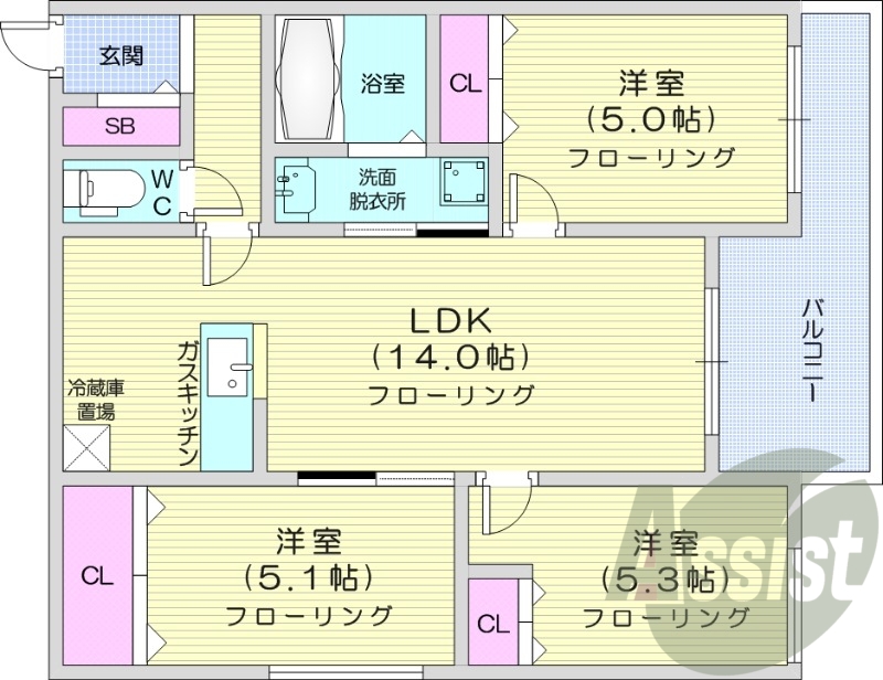3LDK、灯油暖房、エアコン、ロードヒーティング
