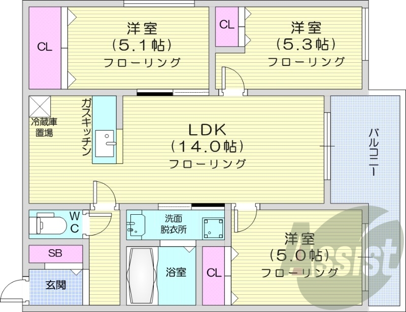 3LDK、灯油暖房、エアコン、ロードヒーティング