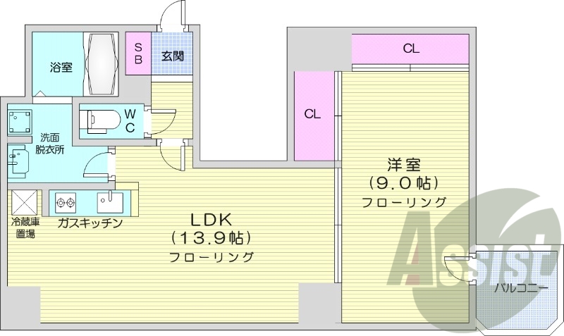 1LDK、追い炊き、ネット無料、都市ガス