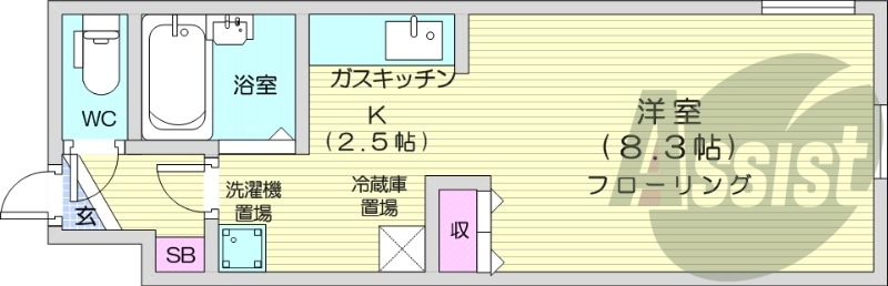 １K、エアコン、TVモニターホン、ネット使用料不要
