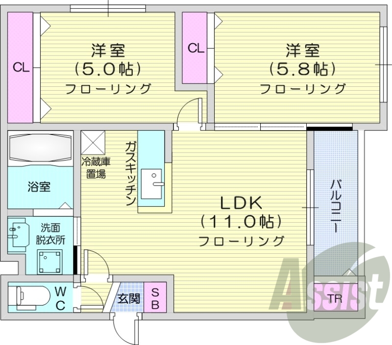２LDK、エアコン、浴室乾燥機、追い炊き、ネット使用料不要