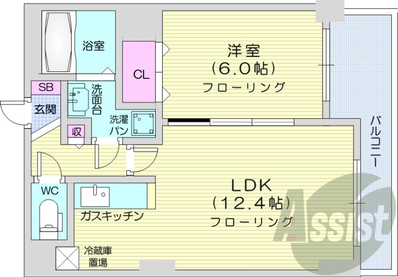 1LDK、エレベーター、オートロック、灯油暖房