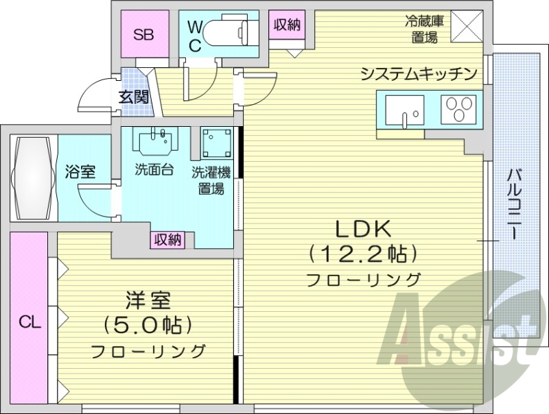1LDK、都市ガス、エアコン、ネット無料、宅配BOX