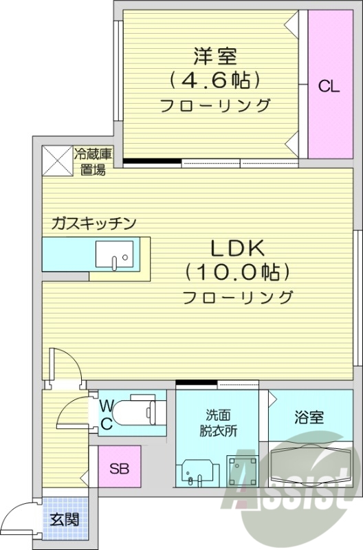 1LDK、エアコン、独立洗面台、ネット無料