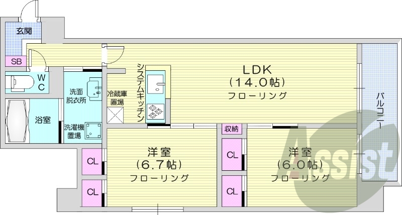 2LDK、エアコン、都市ガス、追い焚き、浴室乾燥機