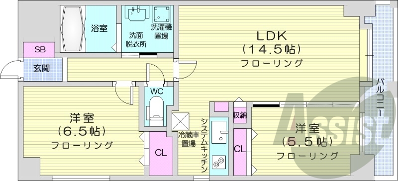 2LDK、追い焚き、オートロック、宅配ボックス
