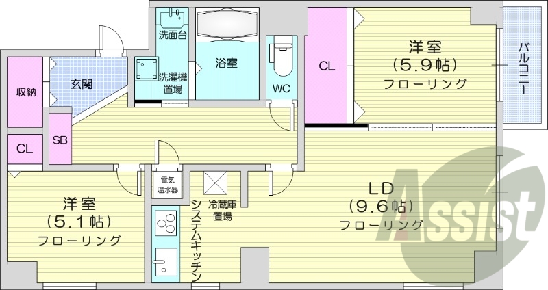 2LDK、エアコン、オール電化、追い炊き