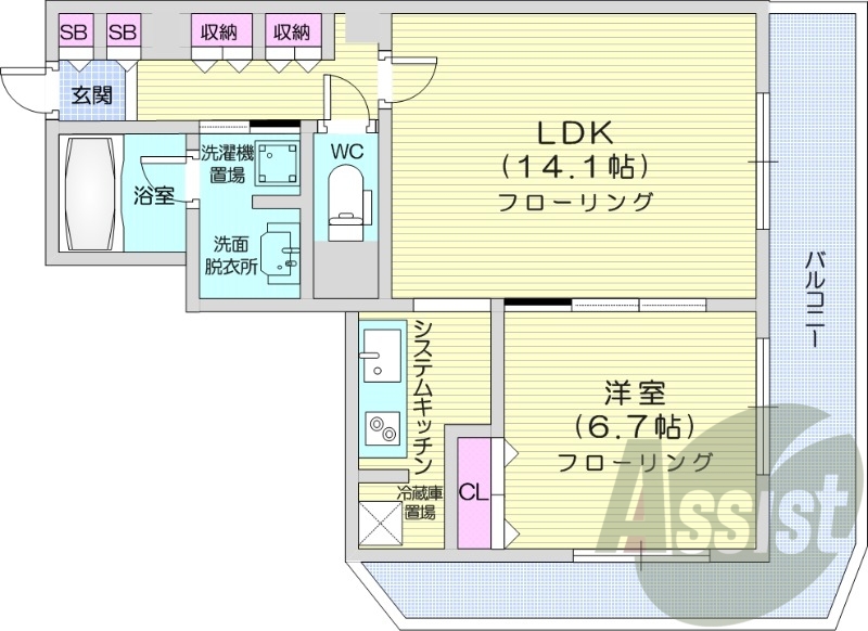 1LDK、収納スペース、シューズボックス、