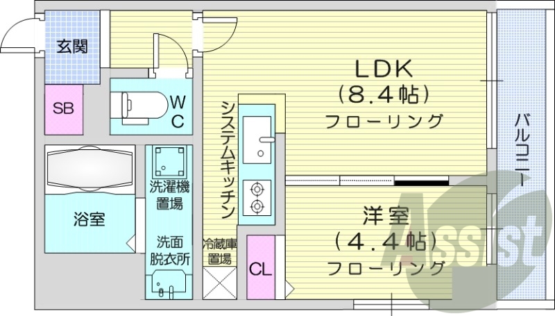 1LDK、収納、都市ガス、ネット無料、宅配BOX