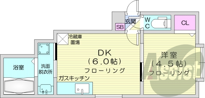 １DK、クローゼット、独立洗面台、ウォシュレット