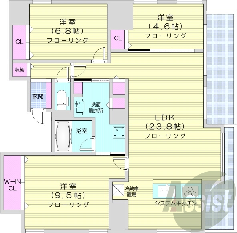 3LDK、エアコン、追い焚き、ウォシュレット