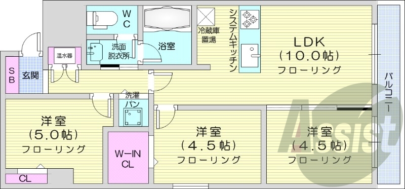 3LDK、エアコン、分譲タイプ、浴室乾燥機