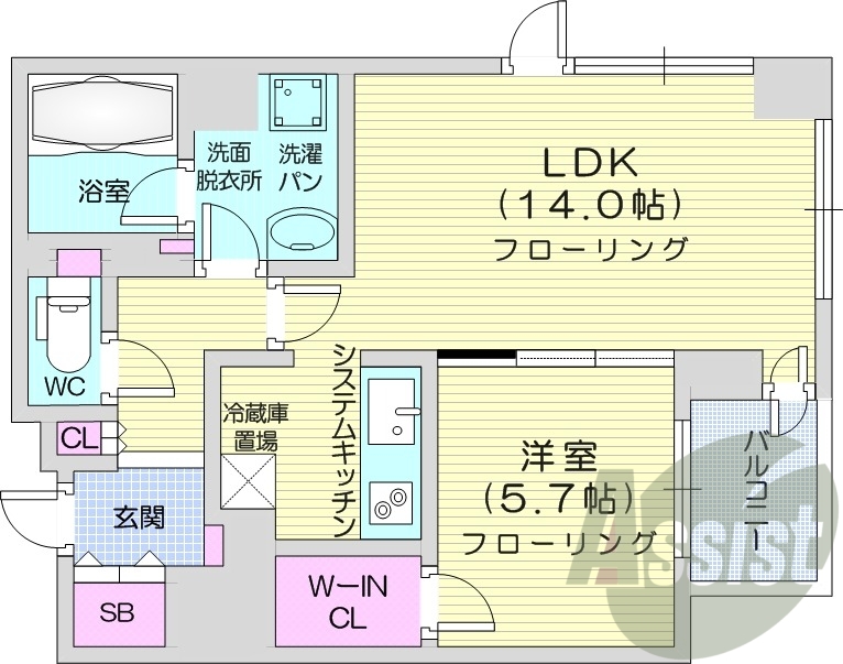 1LDK、都市ガス、浴室乾燥、追い焚き、エアコン