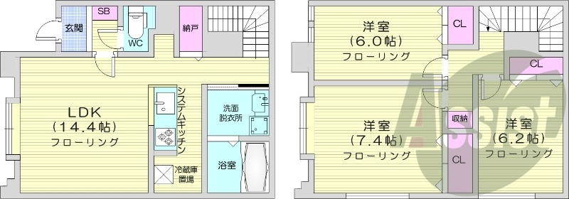 3LDK、エアコン、ペット飼育可能、追い焚き