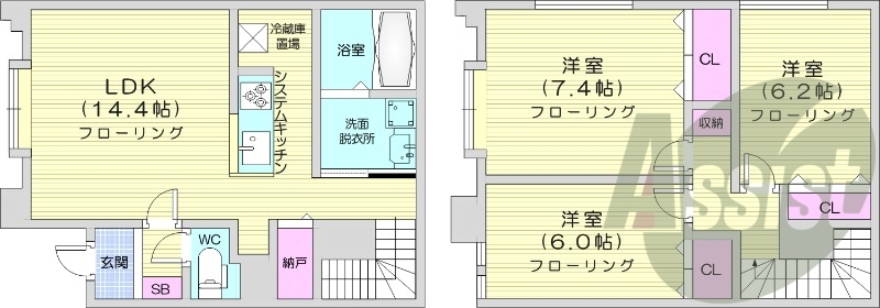 3LDK、エアコン、ペット飼育可能、追い焚き