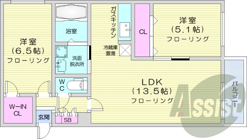 2LDK、灯油暖房、追い焚き、オートロック