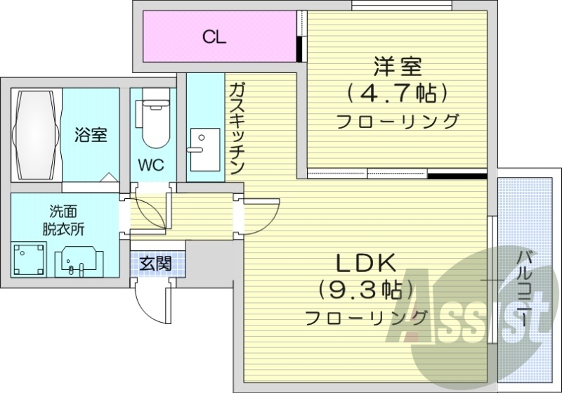 1LDK、エアコン、ネット無料、オートロック