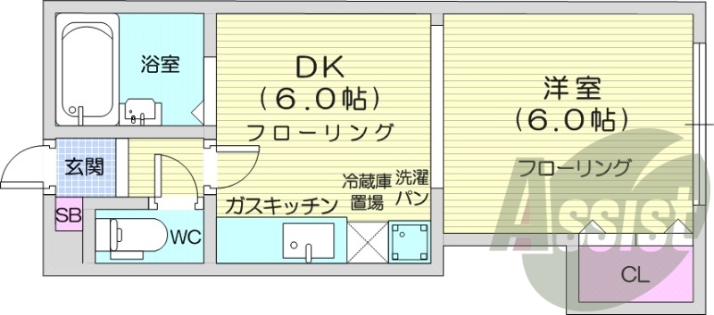 1DK、モニターホン、ガス給湯、灯油FF暖房、ウォシュレット