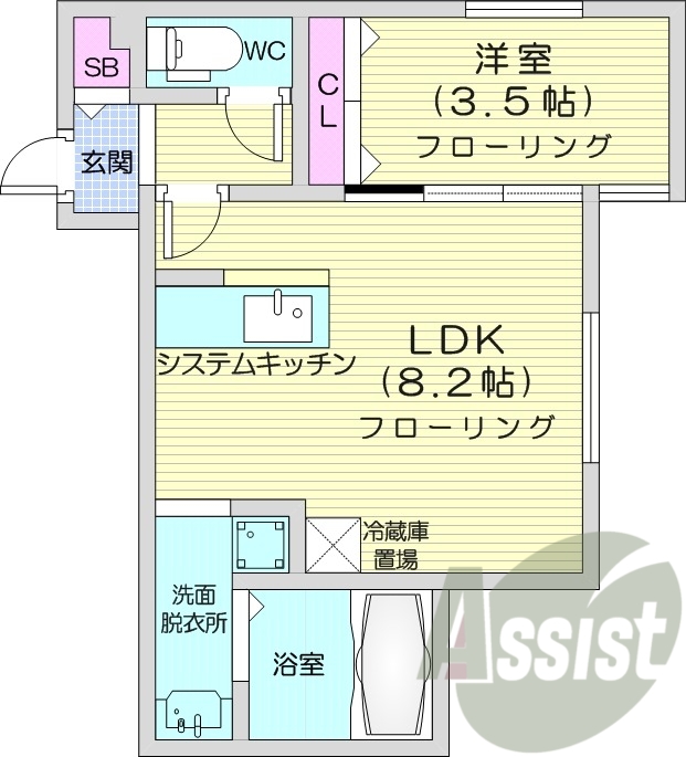 1LDK、エアコン、ペット飼育可能、ネット無料