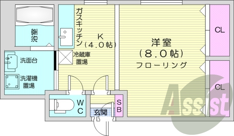 1K、灯油暖房、角部屋、シャンプードレッサー