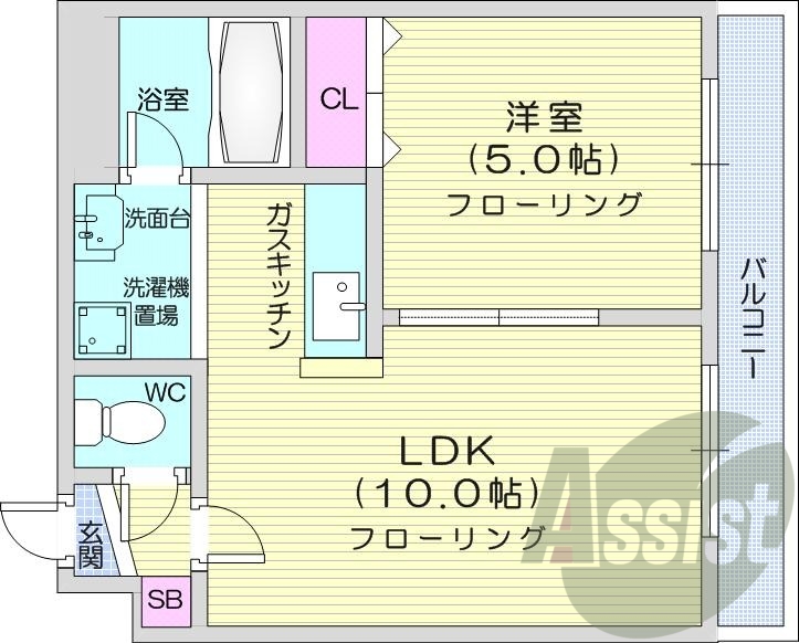 1LDK、エアコン、ネット無料、オートロック、収納