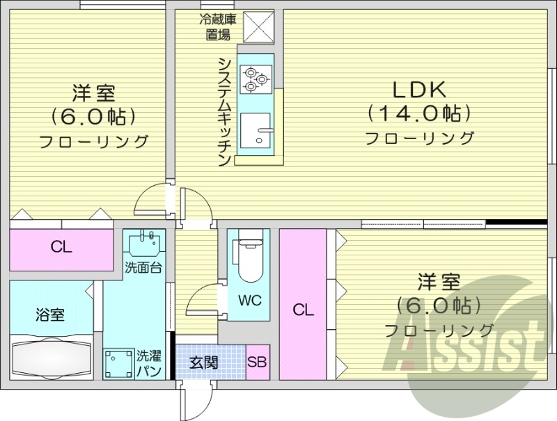 2LDK、エアコン、ペット可、トランクルーム
