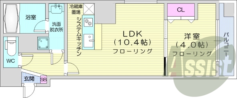 1LDK、バルコニー、オートロック、クローゼット