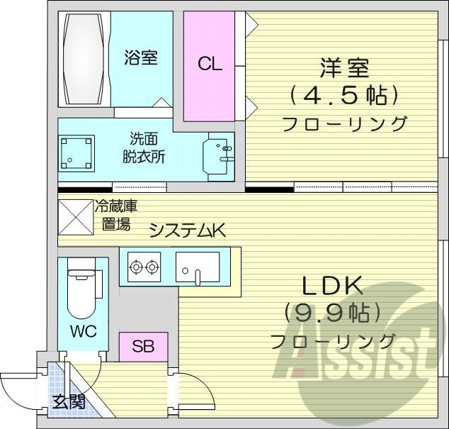 1LDK、エアコン、都市ガス、浴室乾燥機