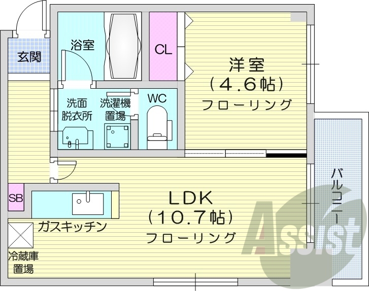1LDK、クローゼット、バストイレ別、洗面脱衣所