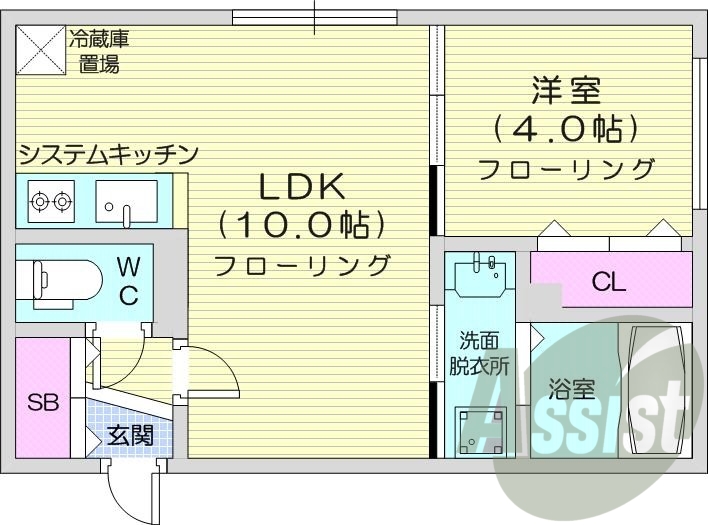 1LDK、エアコン、都市ガス、浴室乾燥機