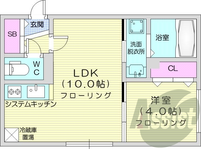 1LDK、エアコン、都市ガス、浴室乾燥機
