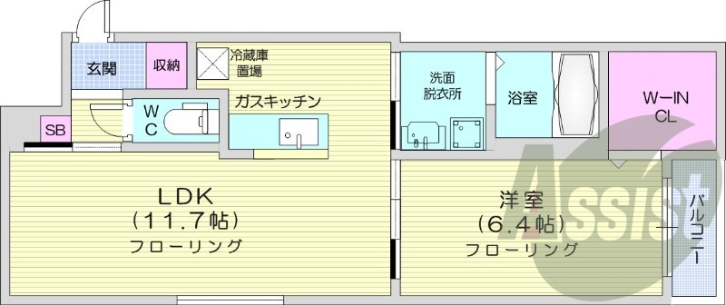 1LDK、オートロック、ペット可、角部屋