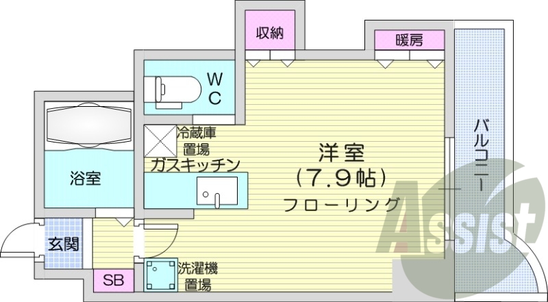 1R、灯油暖房、独立洗面台、ガスキッチン、家電付き