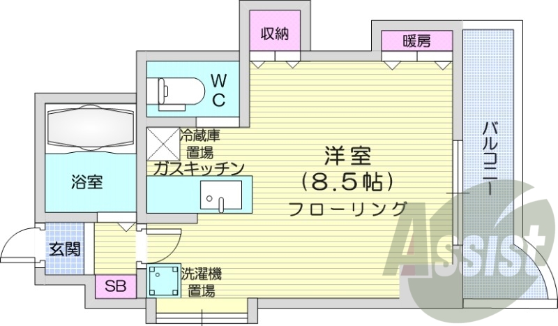 1R、灯油暖房、独立洗面台、ガスキッチン、ネット無料