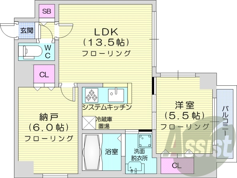 2SLDK、都市ガス、エアコン、ガス暖房、ネット無料