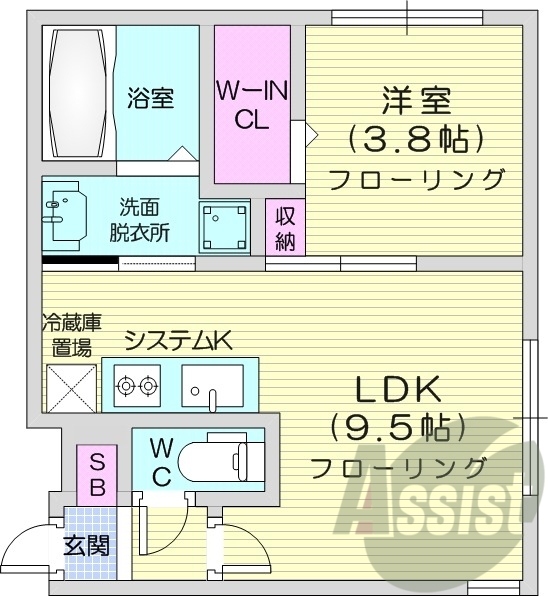 1LDK、エアコン、灯油暖房、ペット相談可