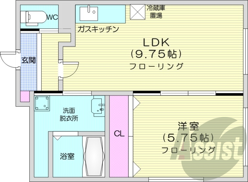 1LDK、ネット無料、システムキッチン