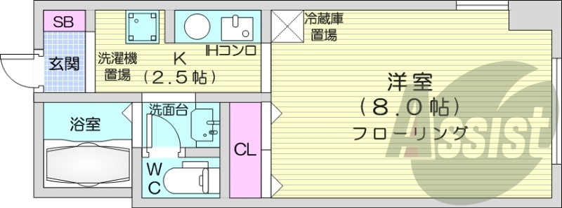 １K、ネット無料、デジタルキー、バストイレ別