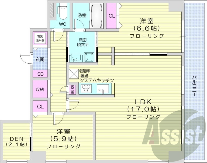 2LDK、オートロック、デザイナーズ、オール電化、IHコンロ
