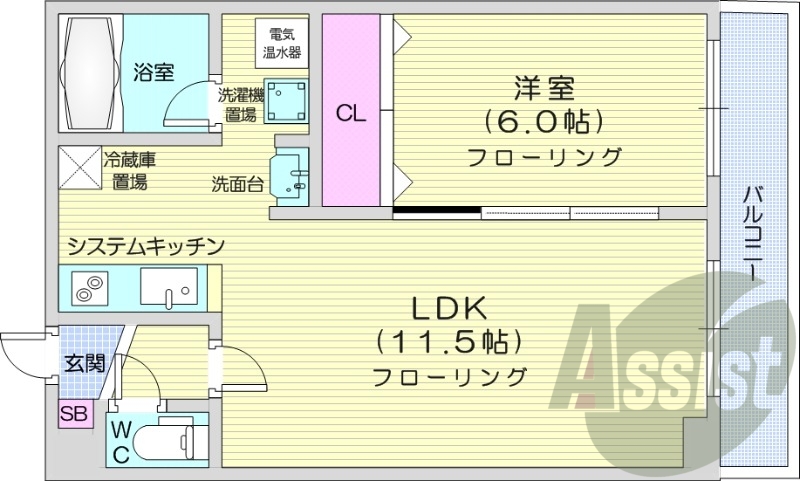 1LDK、エアコン、電気暖房、オートロック、宅配BOX