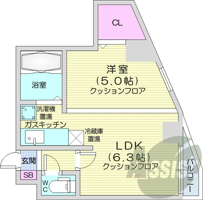 1DK、灯油FF暖房、オートロック、光ファイバー