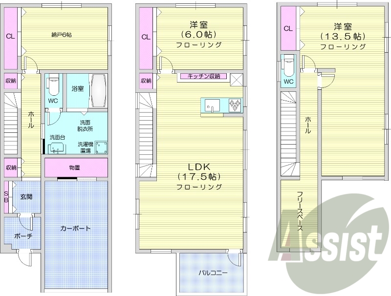 3LDK、戸建、都市ガスエコジョーズ、ペット可、エアコン