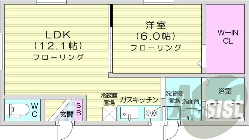1LDK、灯油暖房、ロードヒーティング、角部屋、ペット可